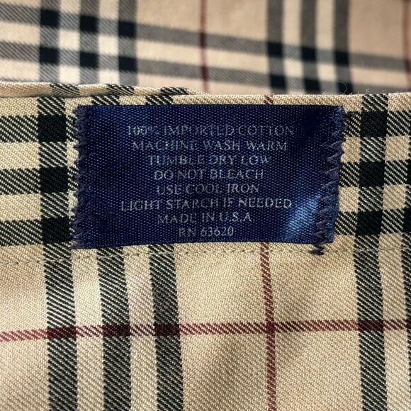 Burberry London Vintage Cotton Tan Dress Shirt Plaid Size XL - Picture 9 of 10
